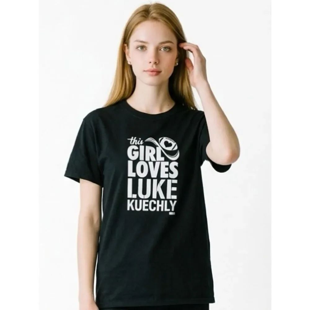 LUKE KUECHLY Carolina Panthers NFL Black Graphic Tee Unisex Size X-Large